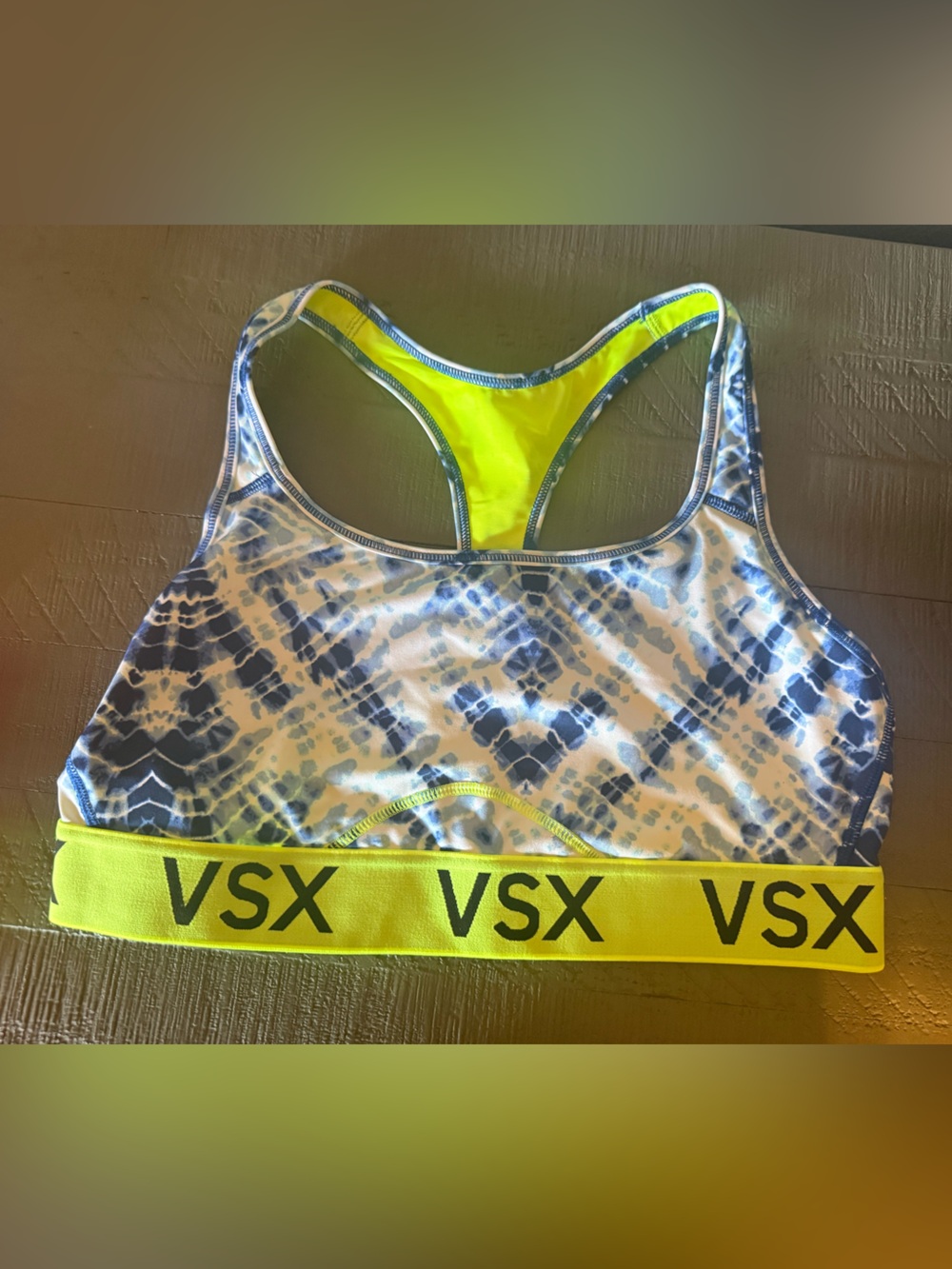 VSX Neon Yellow & Blue Tie-Dye Racerback Swim Top